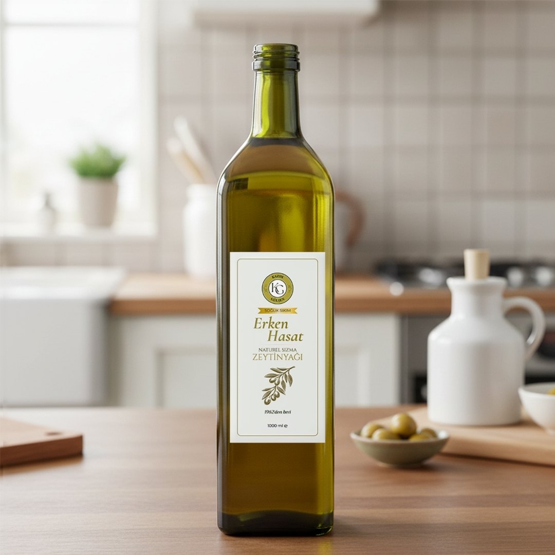 1000 ml. Erken Hasat Soğuk Sıkım Zeytinyağı